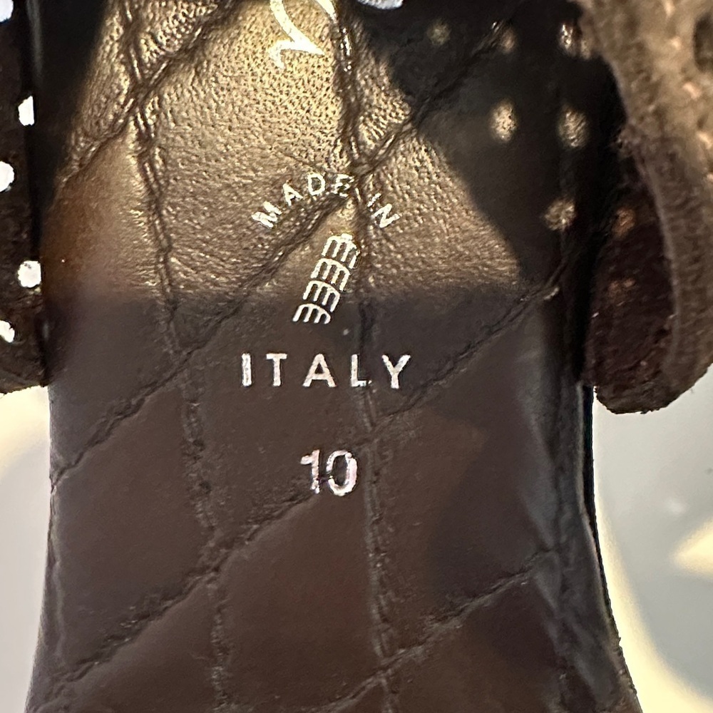 Toscanella Italian Leather Perforated Wedge Sandals Brown Made in Italy 10 - Picture 3 of 7